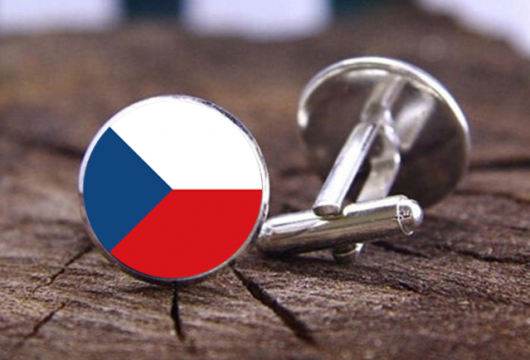 Národní vlajka České republiky: unisex manžetové knoflíčky - STŘÍBRO