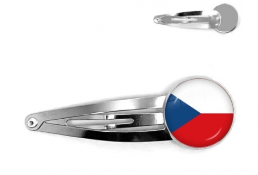 Czech Republic National Flag: Cabochon Hair Pin