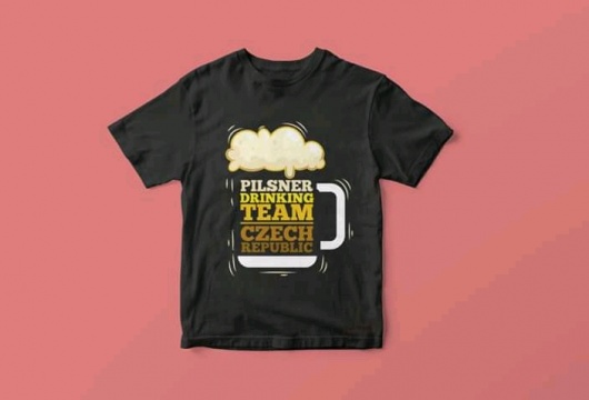 Pilsner Drinking Team Czech Republic: unisex triko - ČERNÁ