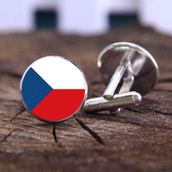 Czech Republic National Flag: Unisex Cufflinks - SILVER