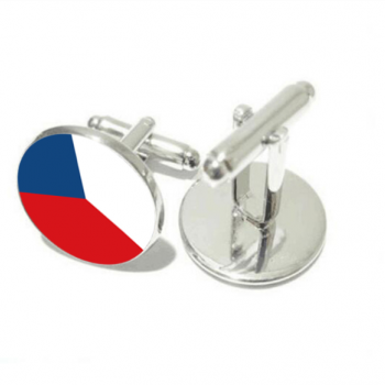 Czech Republic National Flag: Unisex Cufflinks - SILVER