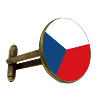 Czech Republic National Flag: Unisex Cufflinks - BRONZE