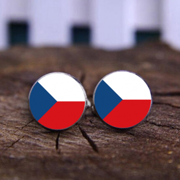 Národní vlajka České republiky: unisex manžetové knoflíčky - STŘÍBRO
