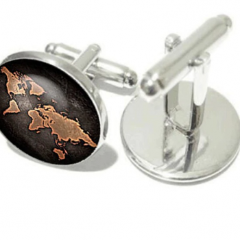 World Black Map: Unisex Cufflinks - IRON + SILVER