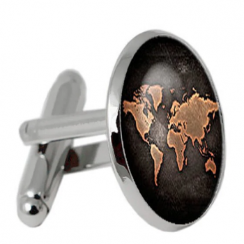 World Black Map: Unisex Cufflinks - IRON + SILVER
