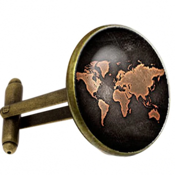 World Black Map: Unisex Cufflinks - ZINC + GOLD