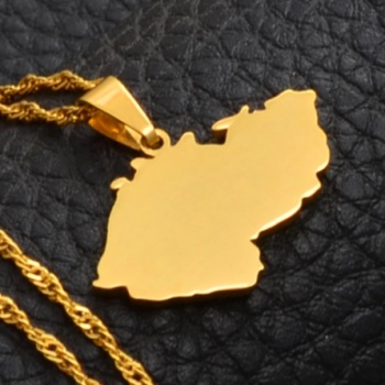 Czech Republic Map: Unisex Pendant Necklace - GOLD