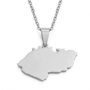 Czech Republic Map: Unisex Pendant Necklace - SILVER