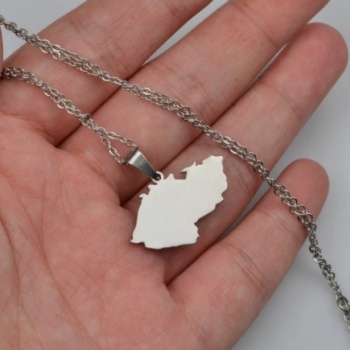 Czech Republic Map: Unisex Pendant Necklace - SILVER