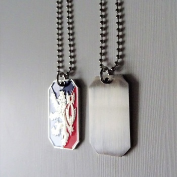 Czech Republic National Lion Flag: Unisex Crest Dog Tag Necklace