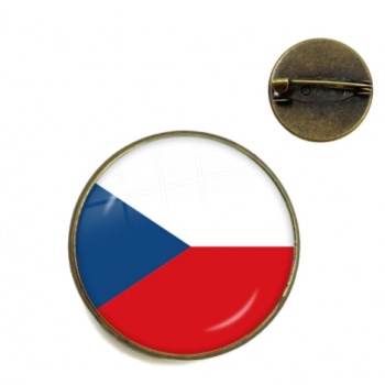 Czech Republic National Flag: Cabochon Lapel Pin - BRONZE