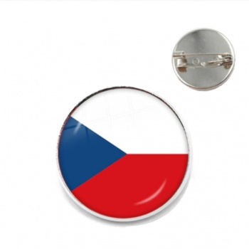 Czech Republic National Flag: Cabochon Lapel Pin - SILVER