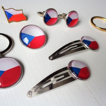 Czech Republic National Flag: Cabochon Lapel Pin