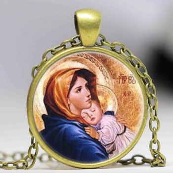Devotions Jewellery: Unisex Necklace - COPPER MARY WITH JESUS