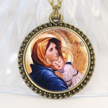 Religiöse Schmuck: Unisex Anhänger Halskette – KUPFER MARIA MIT JESUS 2