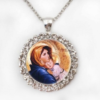 Devotions Jewellery: Unisex Necklace - SILVER MARY WITH JESUS