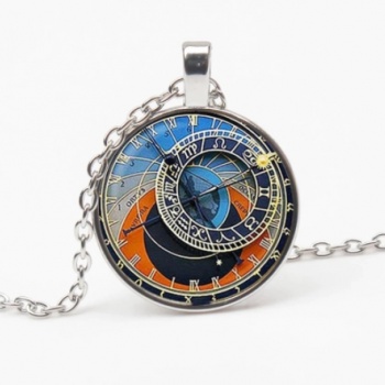 Prague Astronomical Clock: Unisex Necklace - SILVER
