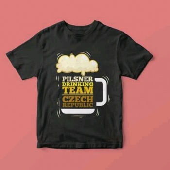 Pilsner Drinking Team Czech Republic: unisex triko - ČERNÁ