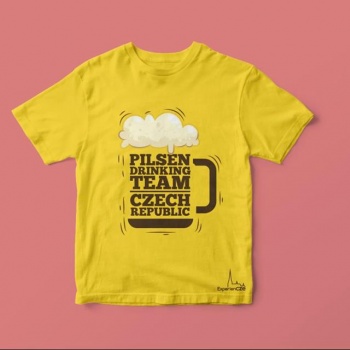 Pilsner Drinking Team Czech Republic: unisex triko - ŽLUTÁ