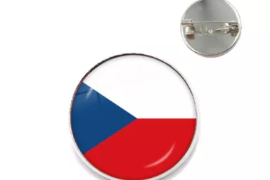 Národní vlajka České republiky: kabošonová klopová brož - STŘÍBRNÁ