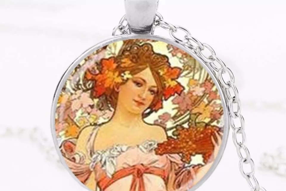 Art Nouveau Jewellery by Alfons Mucha: Women´s Necklace - 8 in SILVER