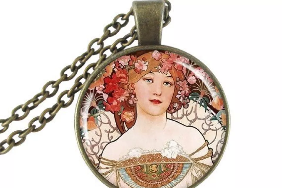 Art Nouveau Jewellery by Alfons Mucha: Women´s Necklace - 12 in COPPER