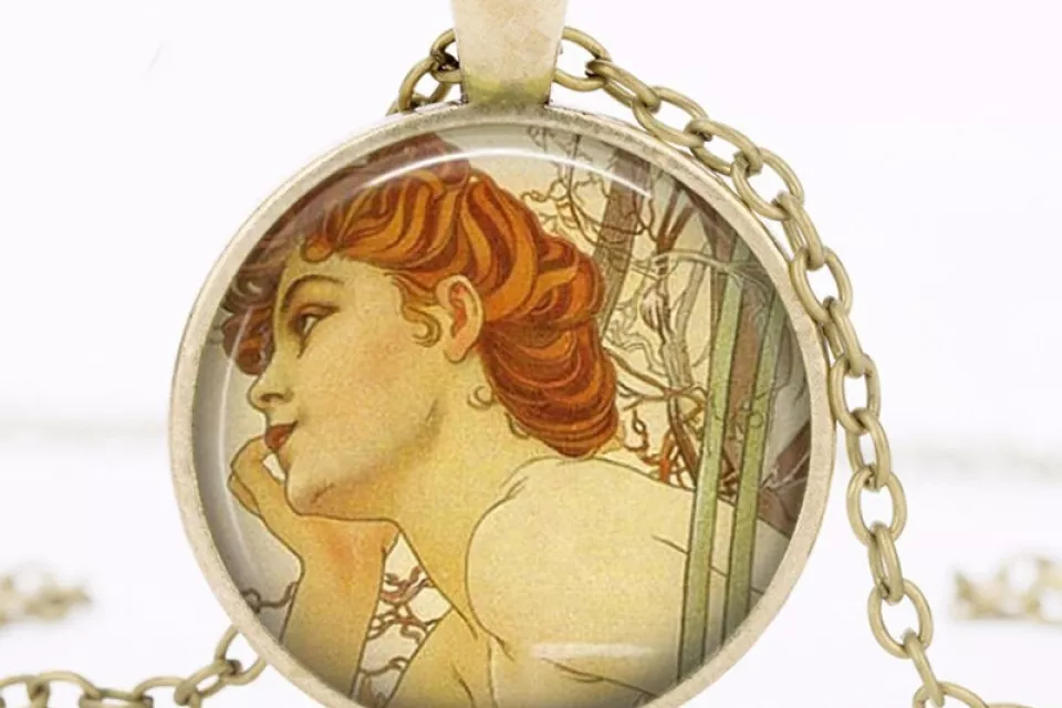 Art Nouveau Jewellery by Alfons Mucha: Women´s Necklace - 2 in COPPER