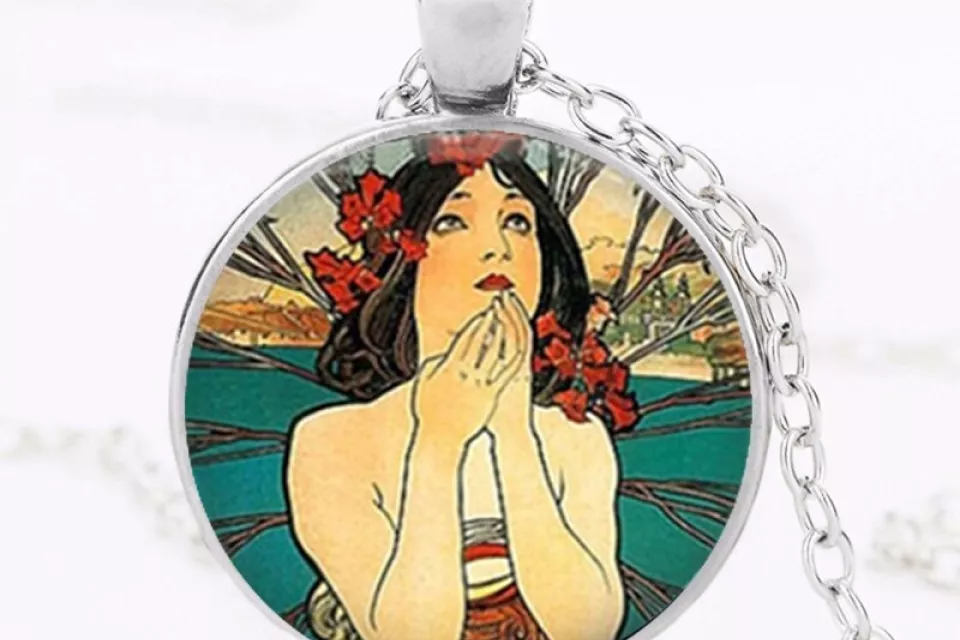 Art Nouveau Jewellery by Alfons Mucha: Women´s Necklace - 3 in SILVER