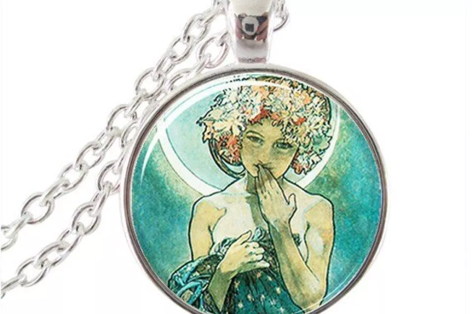 Art Nouveau Jewellery by Alfons Mucha: Women´s Necklace - 6 in SILVER