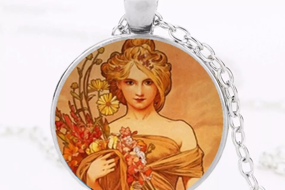 Art Nouveau Jewellery by Alfons Mucha: Women´s Necklace - 7 in SILVER