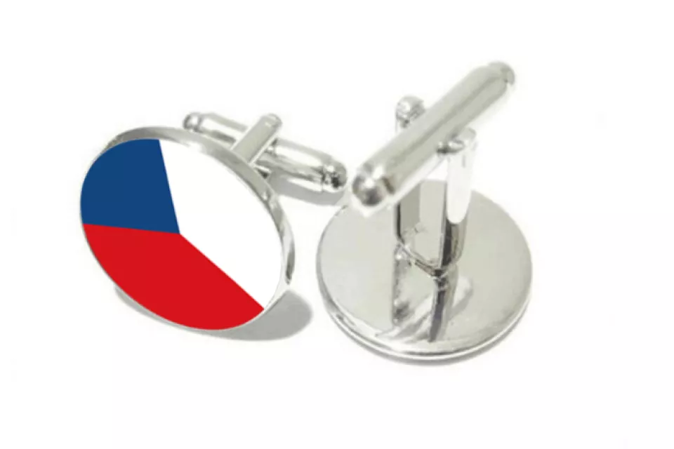 Czech Republic National Flag: Unisex Cufflinks - SILVER