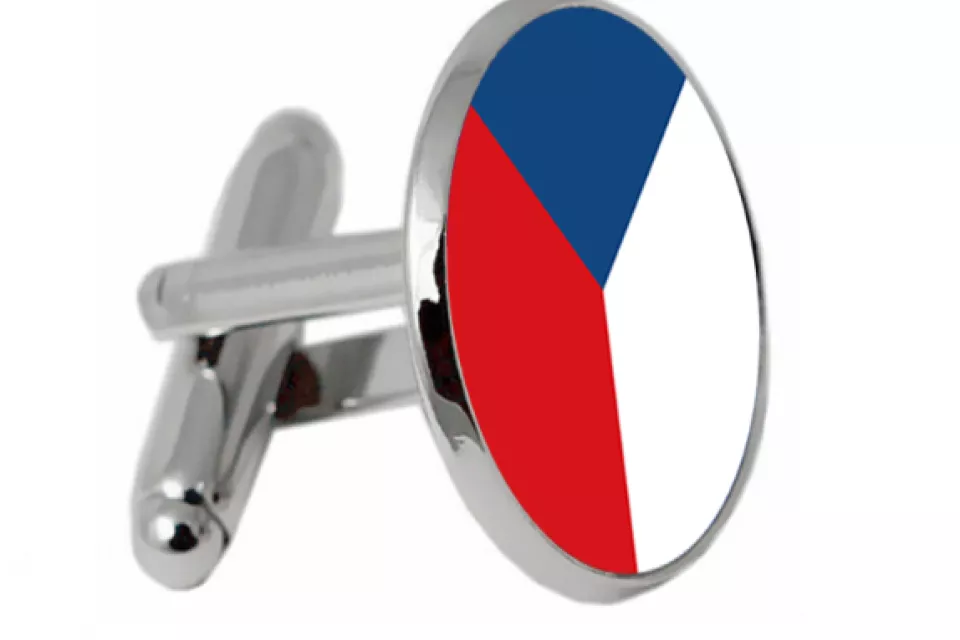 Czech Republic National Flag: Unisex Cufflinks - SILVER