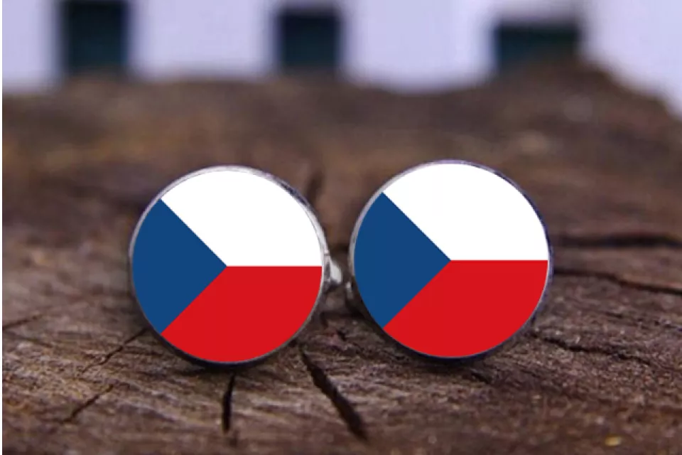 Czech Republic National Flag: Unisex Cufflinks - SILVER