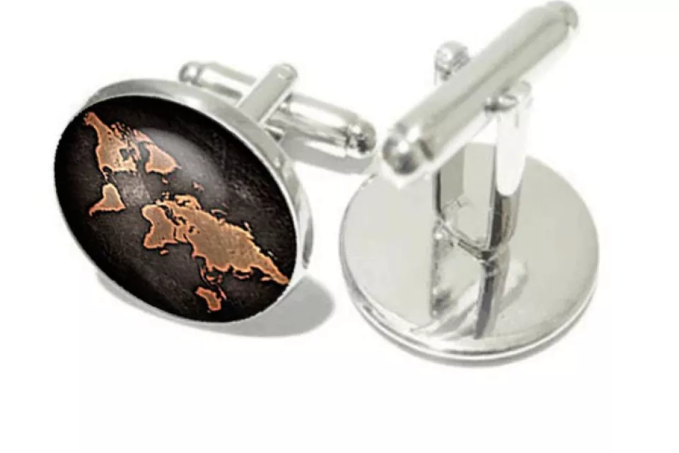 World Black Map: Unisex Cufflinks - IRON + SILVER