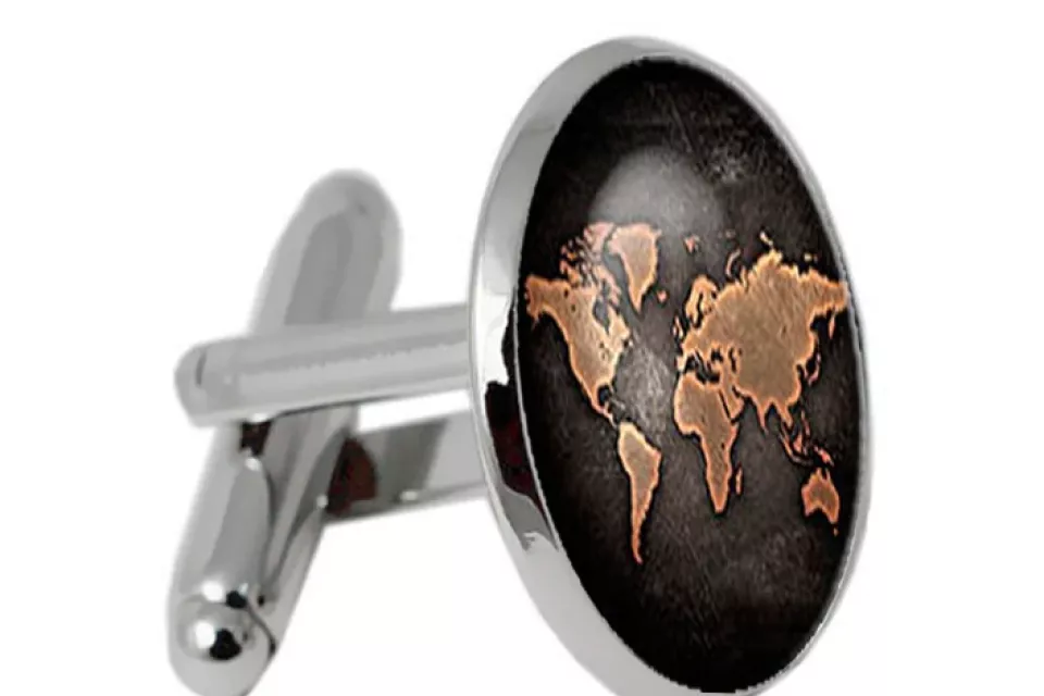 World Black Map: Unisex Cufflinks - IRON + SILVER