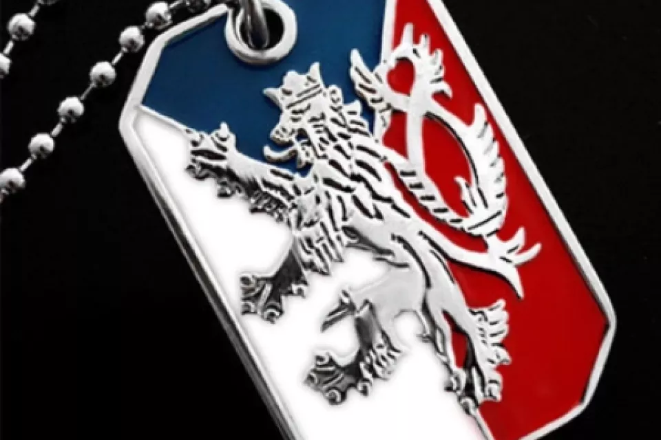 Czech Republic National Lion Flag: Unisex Crest Dog Tag Necklace