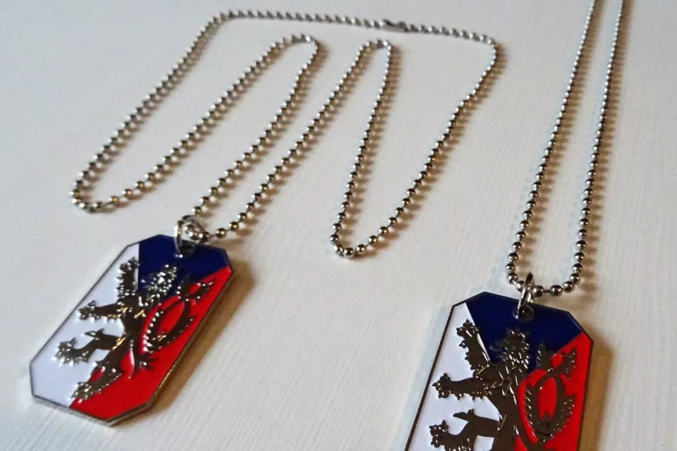 Czech Republic National Lion Flag: Unisex Crest Dog Tag Necklace