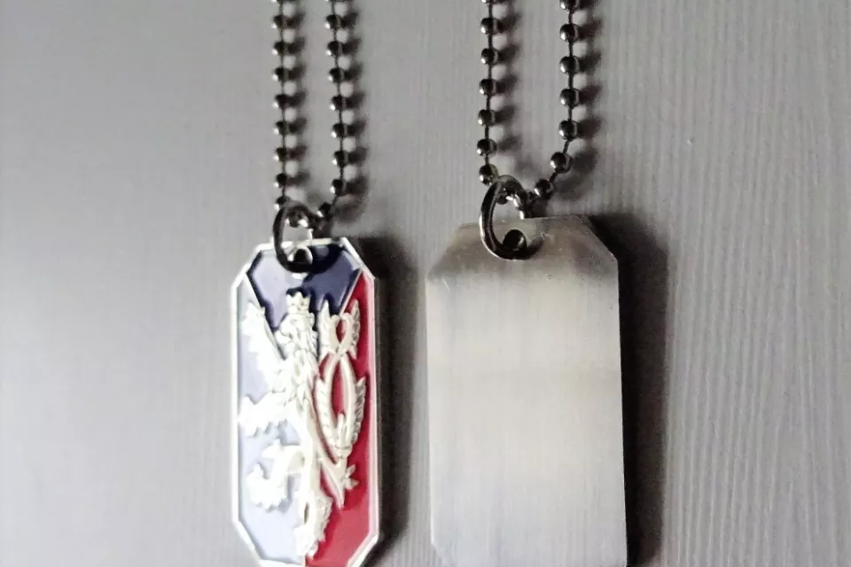 Czech Republic National Lion Flag: Unisex Crest Dog Tag Necklace