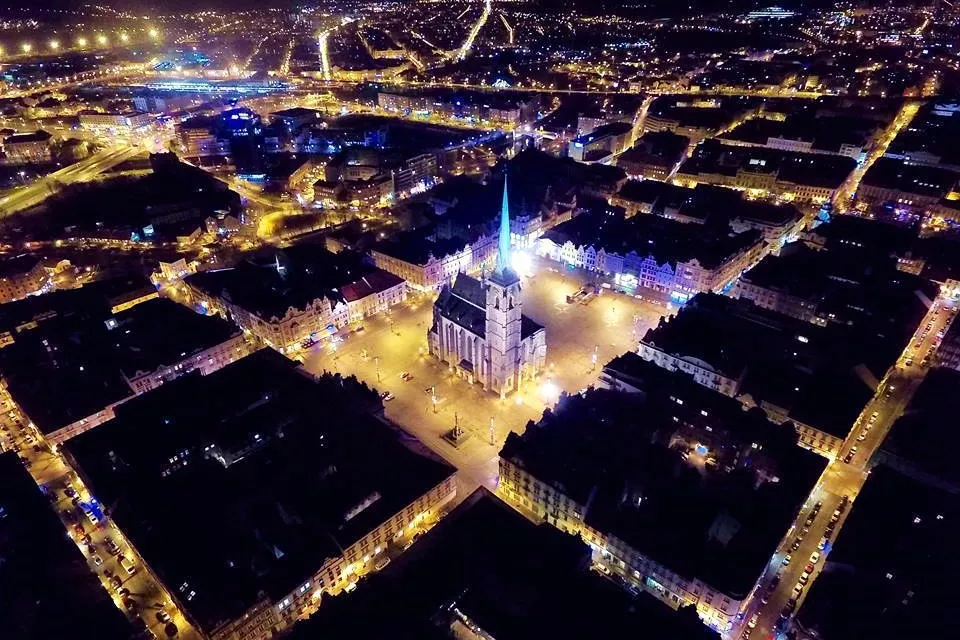 Ночная Пльзень в Чешской Республике: Пльзень