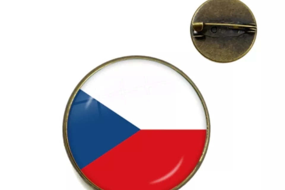 Národní vlajka České republiky: kabošonová klopová brož - BRONZOVÁ