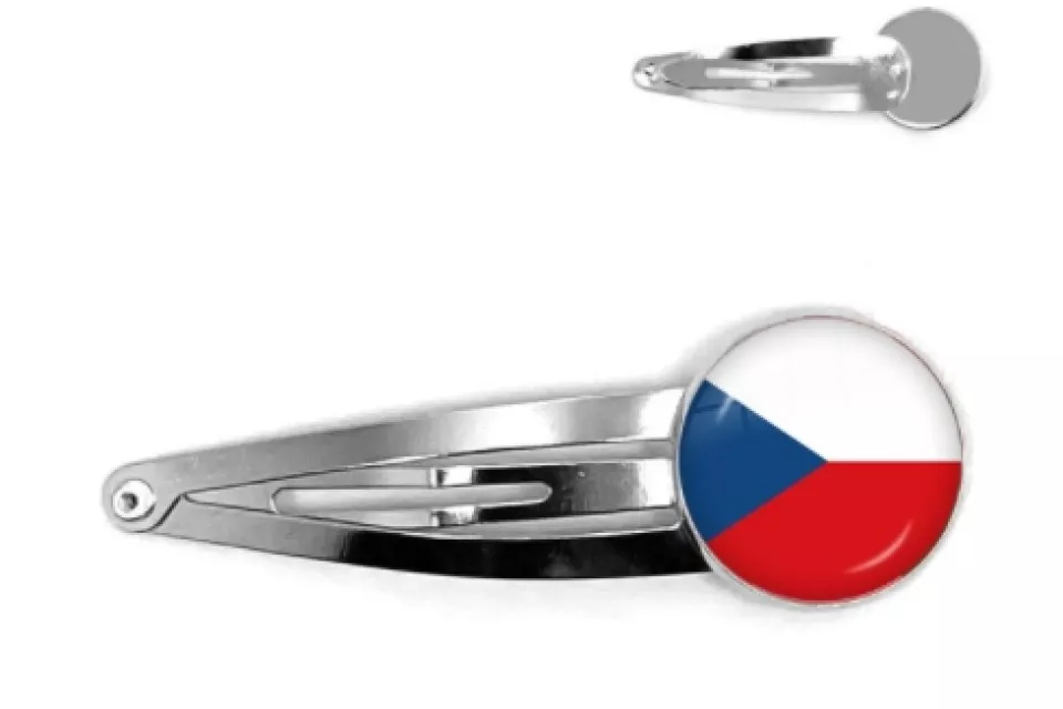 Czech Republic National Flag: Cabochon Hair Pin