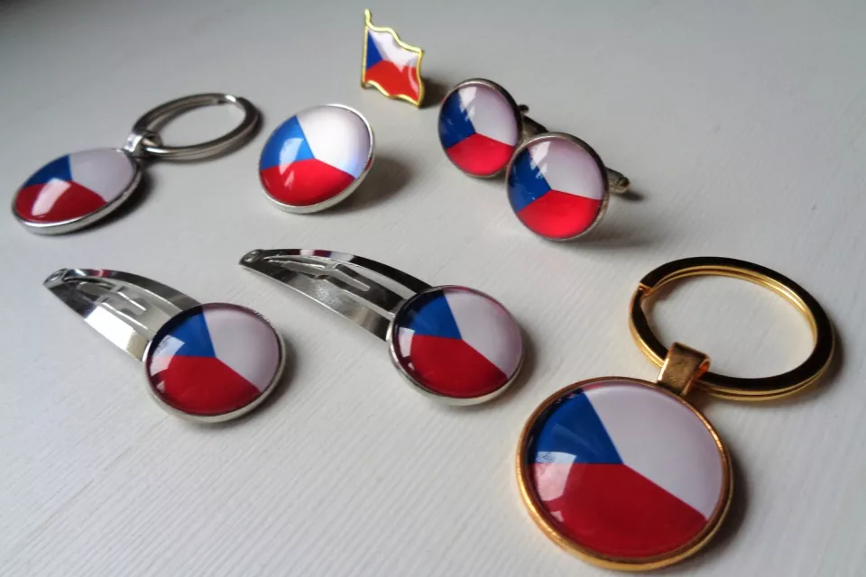 Czech Republic National Flag: Cabochon Hair Pin