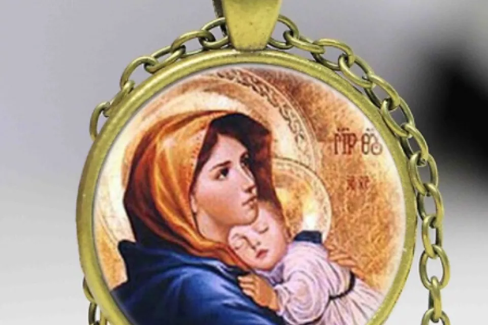 Religiöse Schmuck: Unisex Anhänger Halskette – KUPFER MARIA MIT JESUS