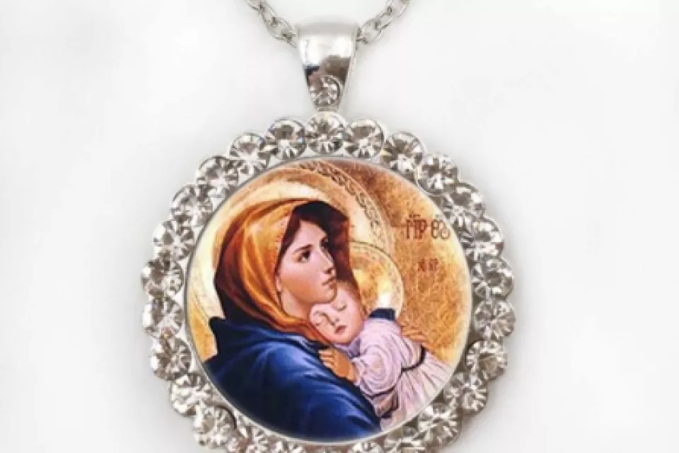 Religiöse Schmuck: Unisex Anhänger Halskette – SILBER MARIA MIT JESUS