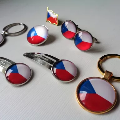 Czech Republic National Flag: Cabochon Hair Pin