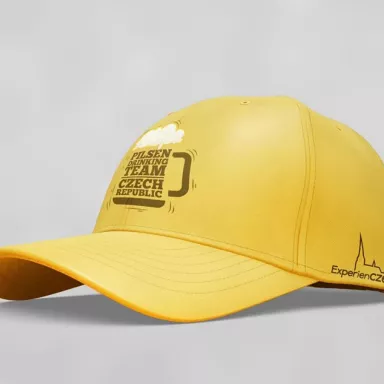 Pilsner Drinking Team Czech Republic: Unisex Kappe - GELB + BRAUNES Logo